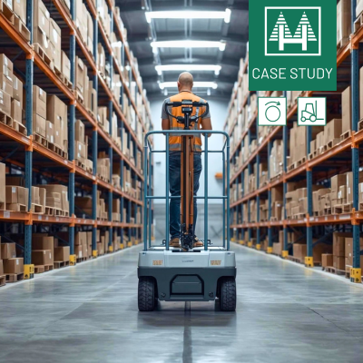 Reliable power for compact order pickers: HOPPECKE trak | bloc AGM batteries ensure long life, zero maintenance, and maximum fleet uptime.